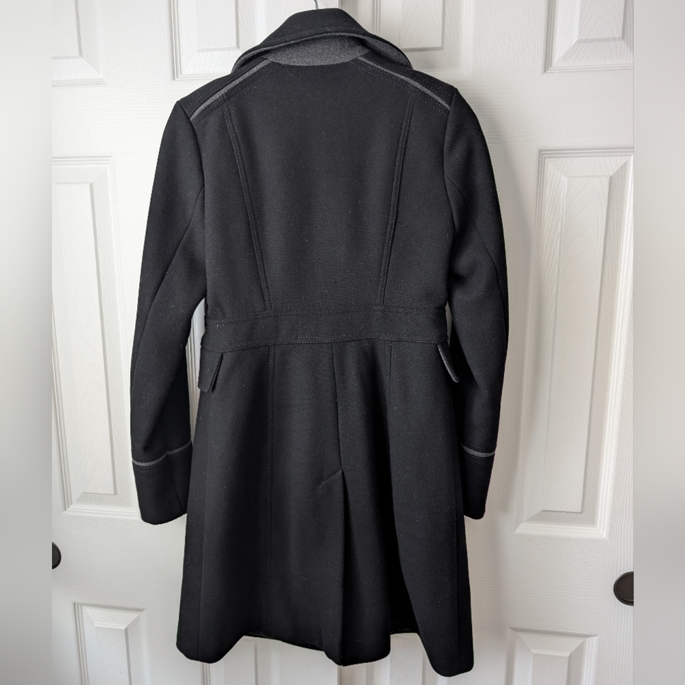 Vince Camuto Double Breasted Wool Blend Military Coat Peacoat Black Gold, XS - Picture 4 of 12